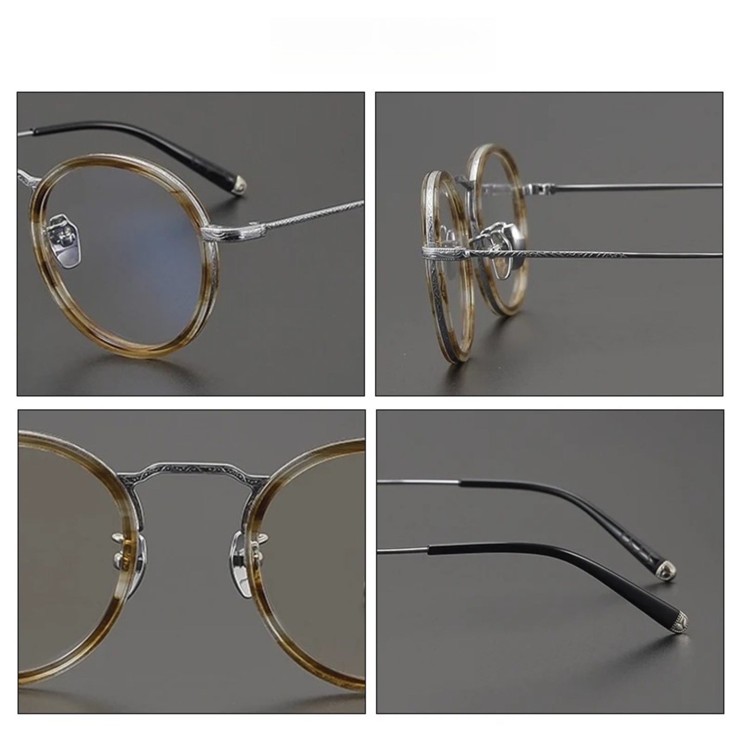 Titanium Tortoise Round Eyeglasses