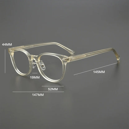 Acetate Crystal Green Round Prescription Eyeglasses | Stylish Retro Rx Glasses – CINILY UK lens detail