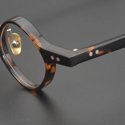 Acetate Patchwork Round Prescription Eyeglasses | Retro Designer Optical Frames – CINILY UK frame detail