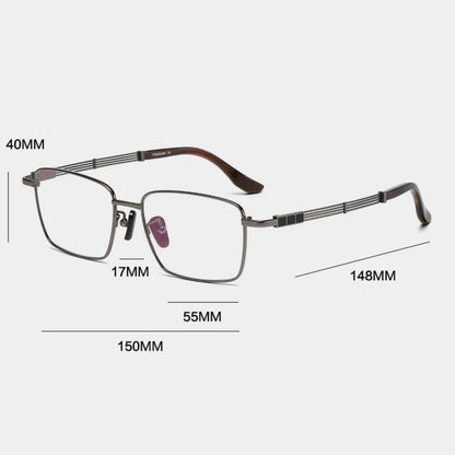 Titanium Wood-Accent Square Eyeglasses
