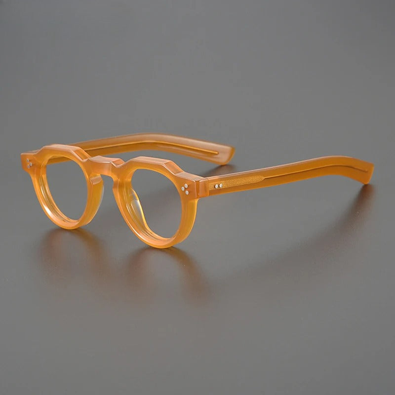 Vintage Small Round Acetate Glasses Frame | Prescription-Ready frame detail