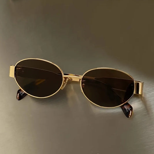 Gold Oval UV400 Sunglasses | Elegant Retro Women’s Shades – CINILY UK