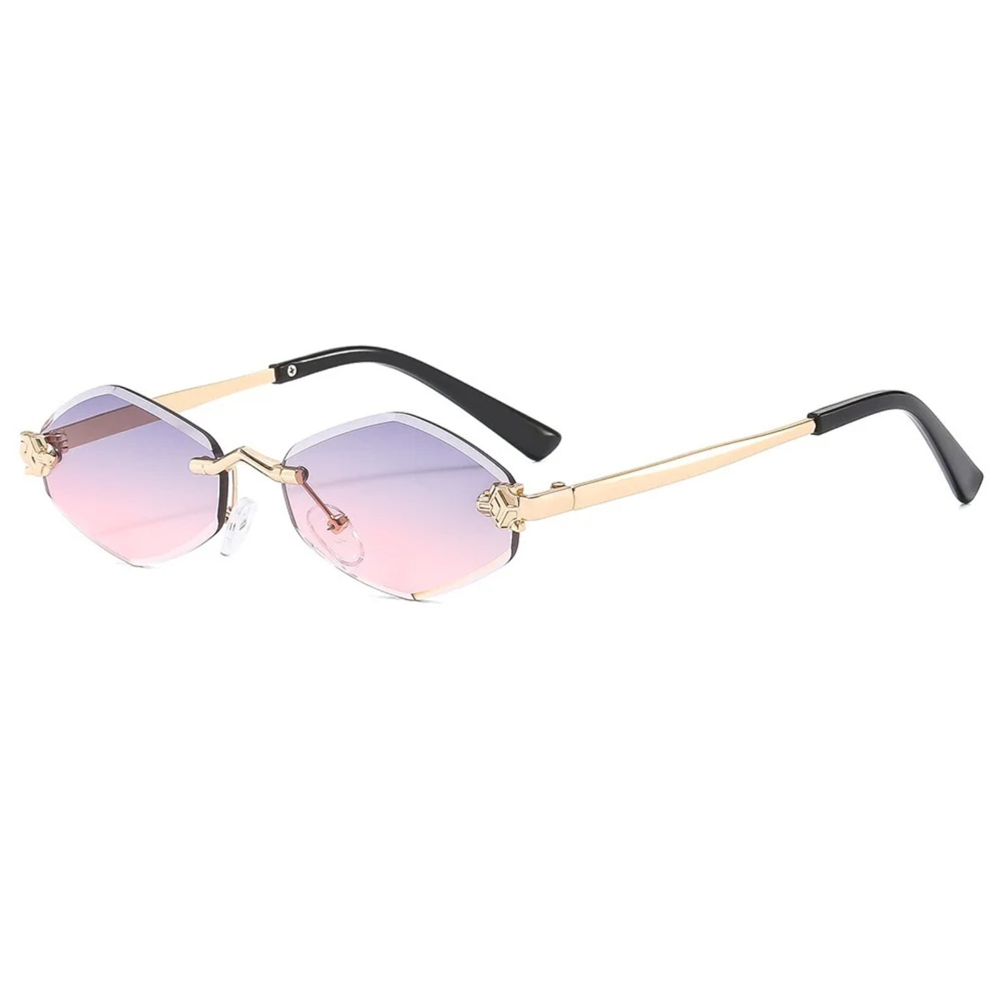 Alloy Rimless Polygon UV400 Sunglasses