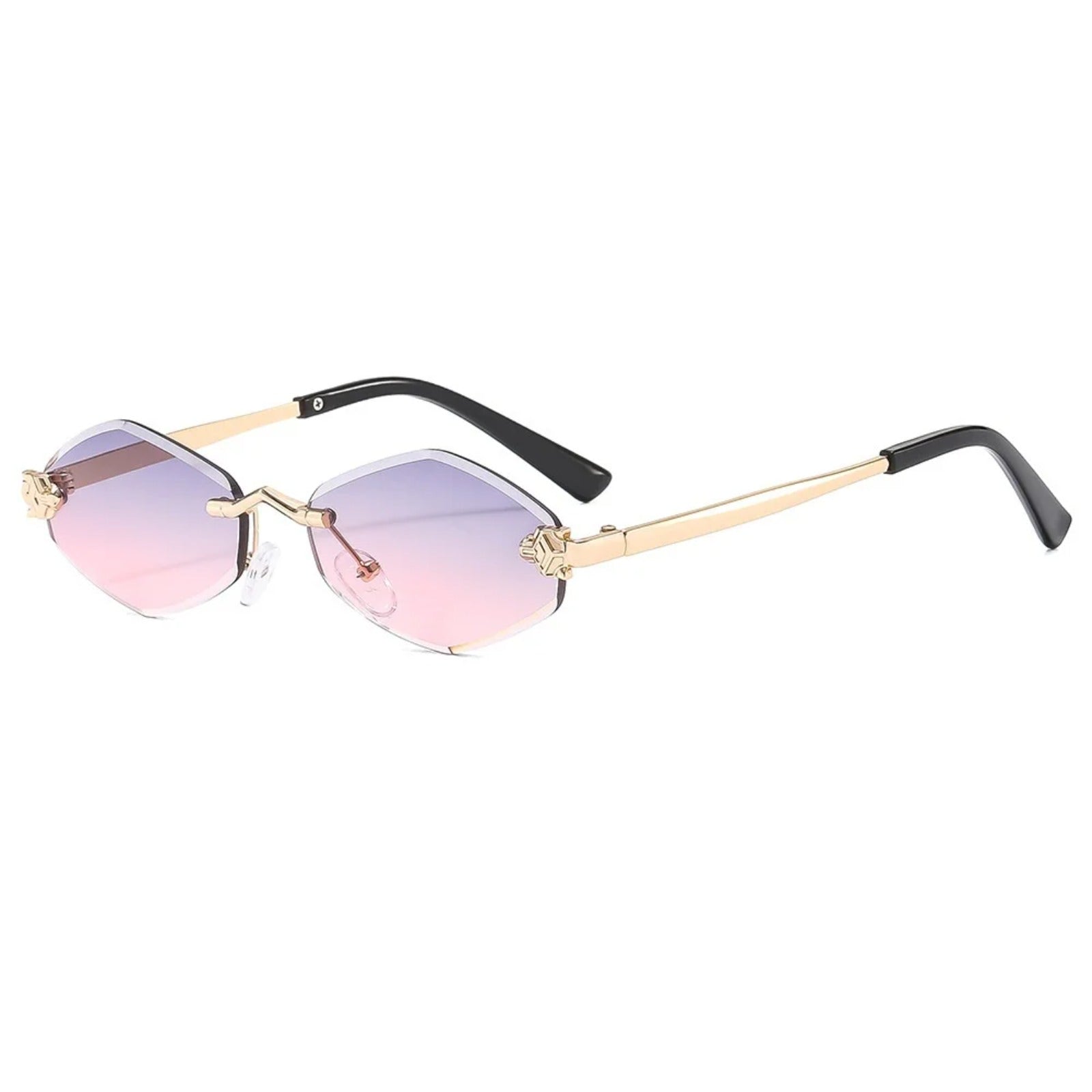Rimless Polygon UV400 Sunglasses | Luxury Women’s Vintage Shades – CINILY UK - Pink