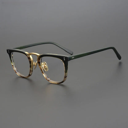Acetate Green Patchwork Square Eyeglasses