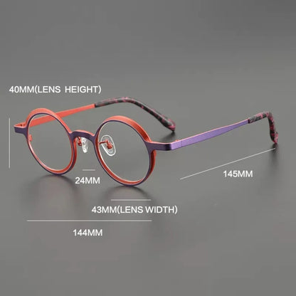 Titanium Colour-Accent Round Prescription Eyeglasses | Creative Lightweight Rx Glasses – CINILY UK temple detail