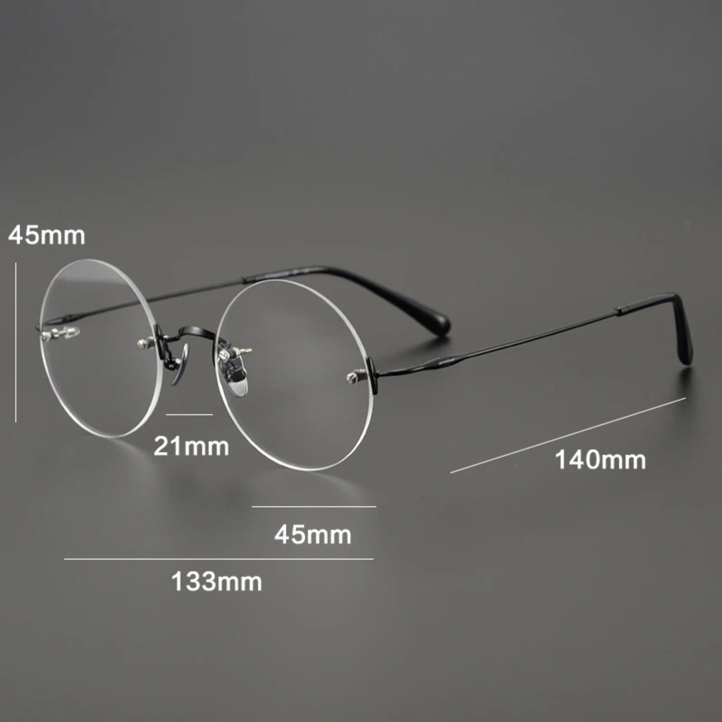 Titanium Rimless Round Eyeglasses
