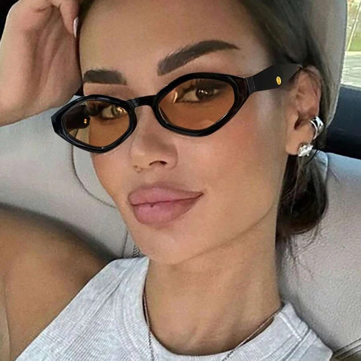 Plastic Irregular Cat Eye UV400 Sunglasses