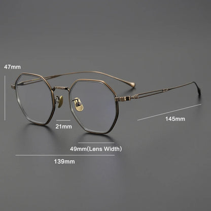 Japanese Titanium Blue Geometric Prescription Eyeglasses | Ultra-Light Optical Frame for Rx Lenses – CINILY UK temple detail