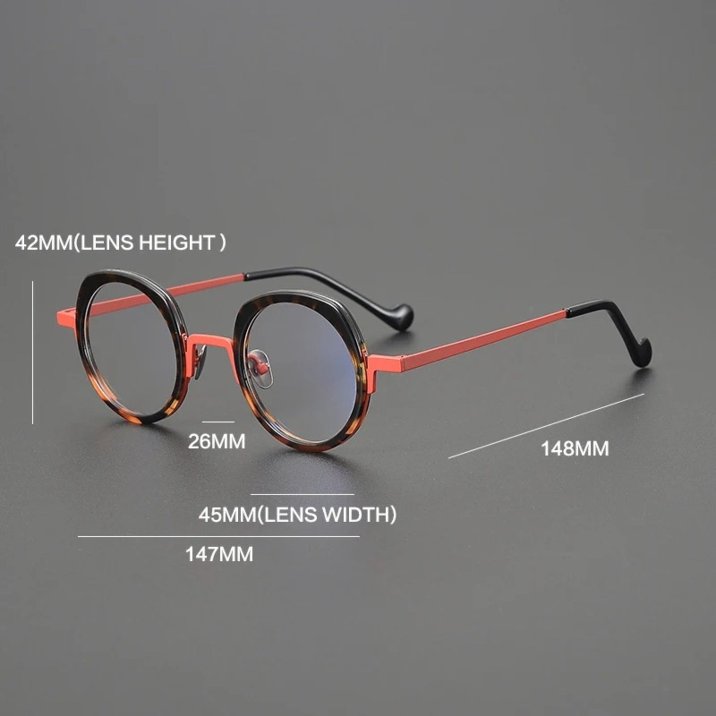 Titanium Colour-Accent Round Prescription Eyeglasses