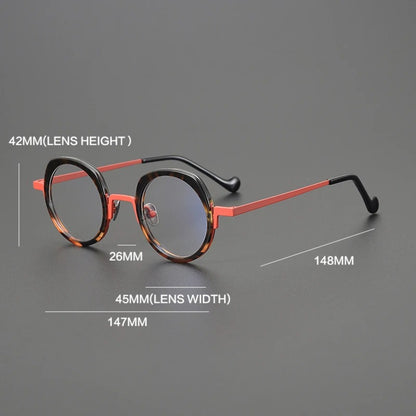 Titanium Colour-Accent Round Prescription Eyeglasses | Ultra-Light Designer Rx Glasses – CINILY UK temple detail