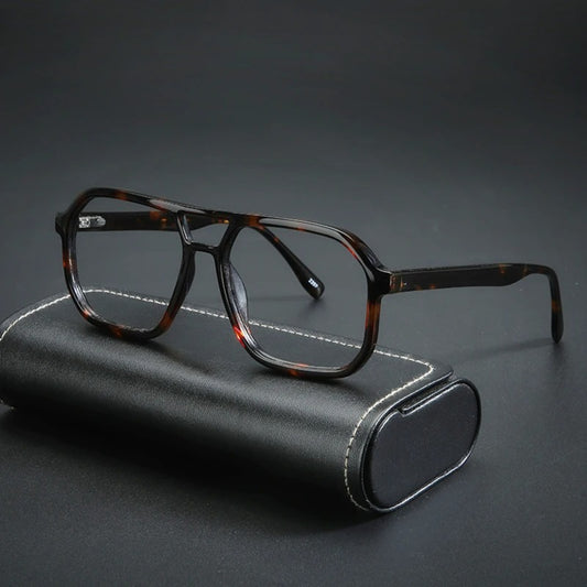 Acetate Double-Bridge Pilot Eyeglasses