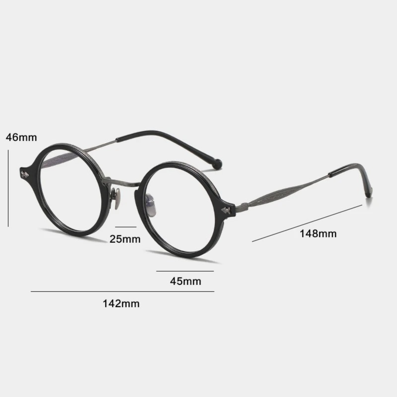 Titanium Acetate Windsor Round Eyeglasses frame detail