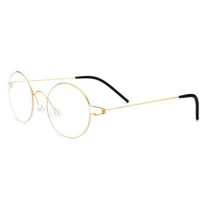 CINILY round titanium alloy eyeglasses in Gold frame detail