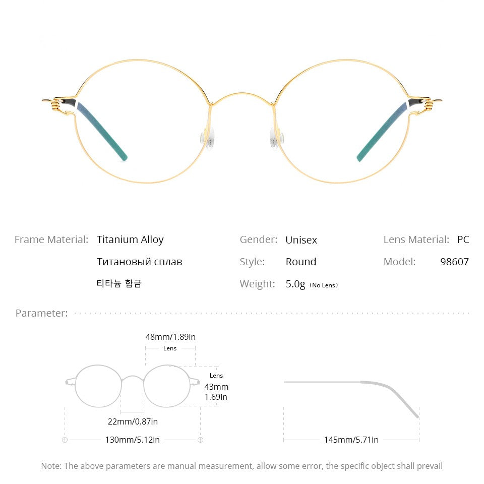 CINILY 98607 round titanium alloy glasses frame