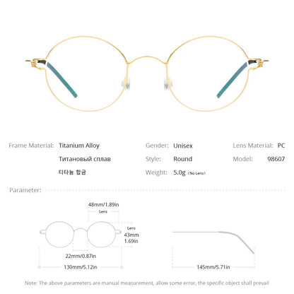 CINILY 98607 round titanium alloy glasses frame additional product view