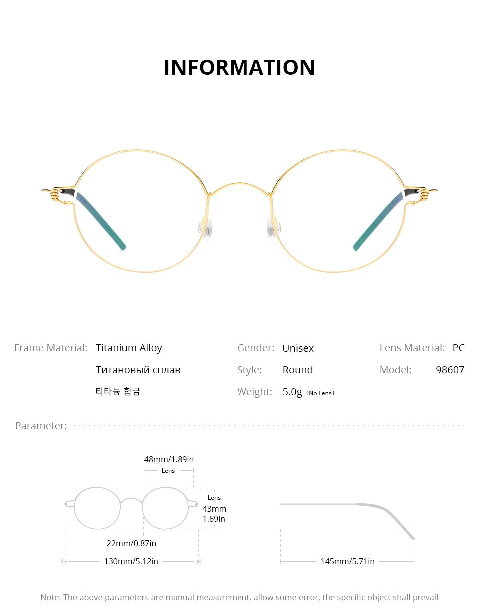 CINILY 98607 round titanium alloy glasses frame