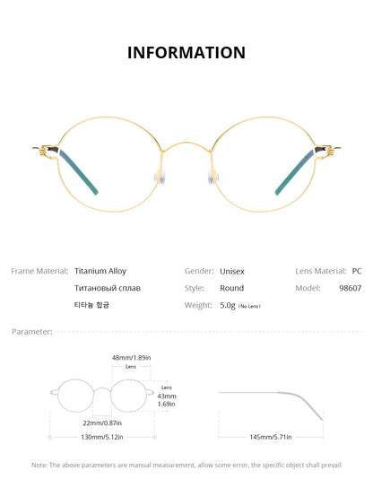 CINILY 98607 round titanium alloy glasses frame additional product view
