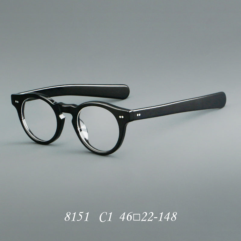 Vintage Round Acetate Glasses Frames - Black