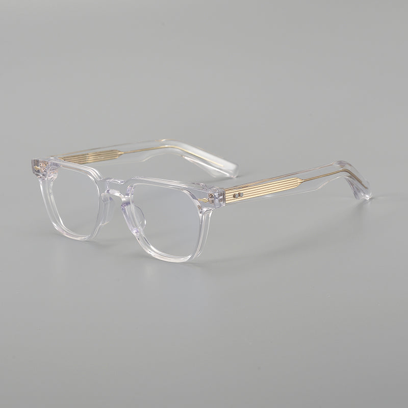Retro Rectangular Acetate Glasses Frames - Clear