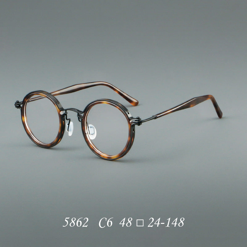 Vintage Round Acetate Glasses Frames - Tortoiseshell & Gunmetal