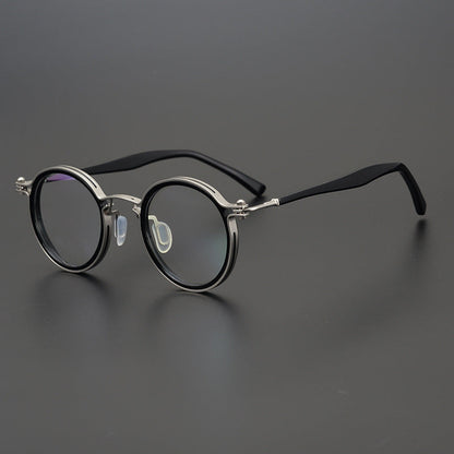 Vintage Round Acetate Glasses Frames temple detail