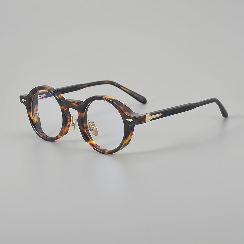 Retro Round Acetate Glasses Frames - Tortoiseshell