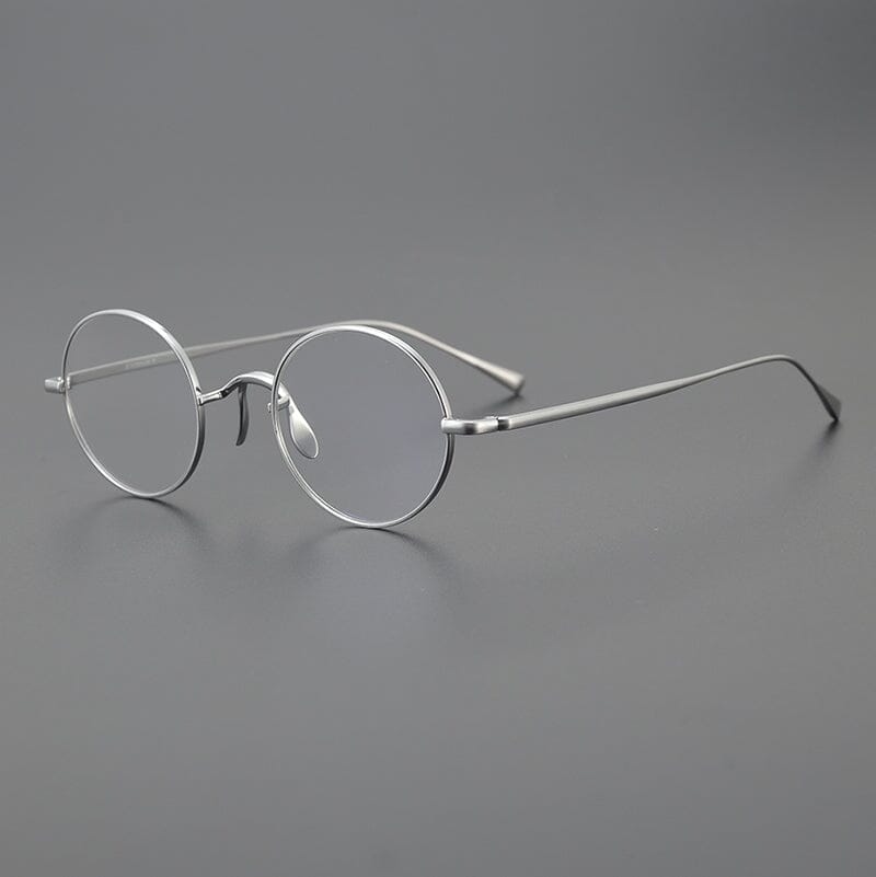 Vintage Round Titanium Glasses Frames - Silver