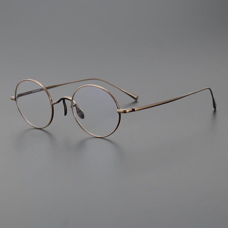 Vintage Round Titanium Glasses Frames - Bronze