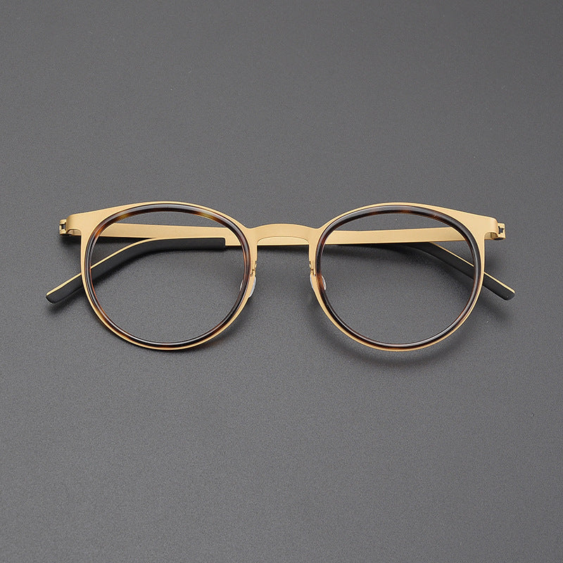 Vintage Round Titanium Glasses Frames - Tortoiseshell & Gold