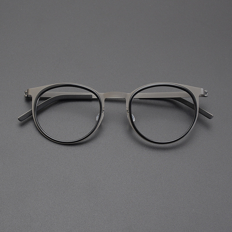 Vintage Round Titanium Glasses Frames - Black