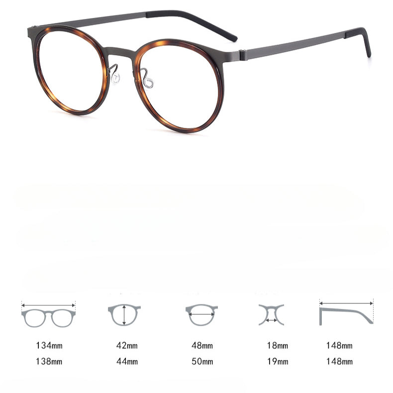Vintage Round Titanium Glasses Frames front view