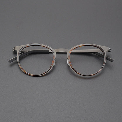 Vintage Round Titanium Glasses Frames frame detail