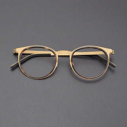 Vintage Round Titanium Glasses Frames temple detail