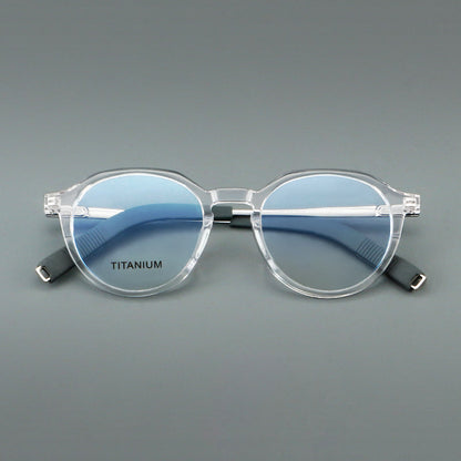Retro Round Titanium Alloy Glasses Frames lens detail