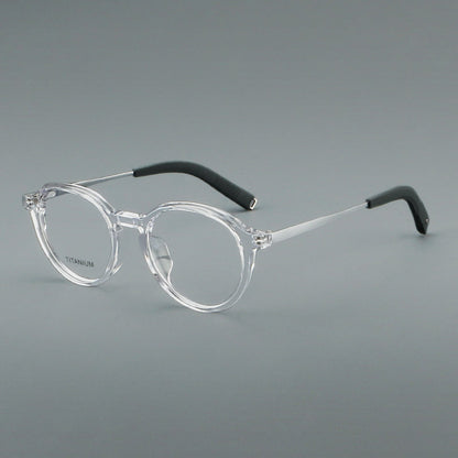 Retro Round Titanium Alloy Glasses Frames temple detail