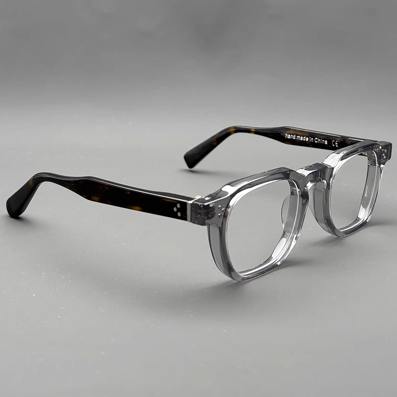 Classic Square Acetate Glasses Frames - Grey & Tortoiseshell