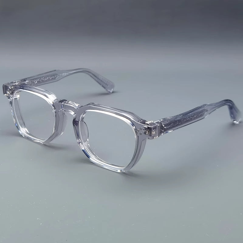 Classic Square Acetate Glasses Frames - Smoky Grey