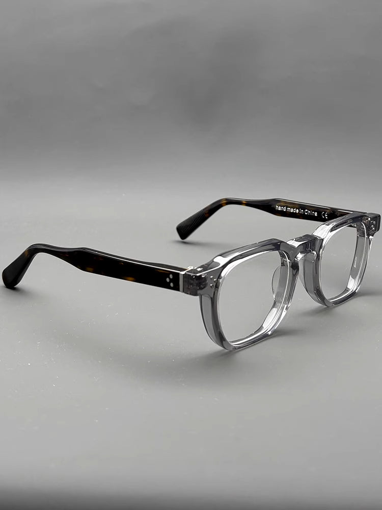 Classic Square Acetate Glasses Frames temple detail