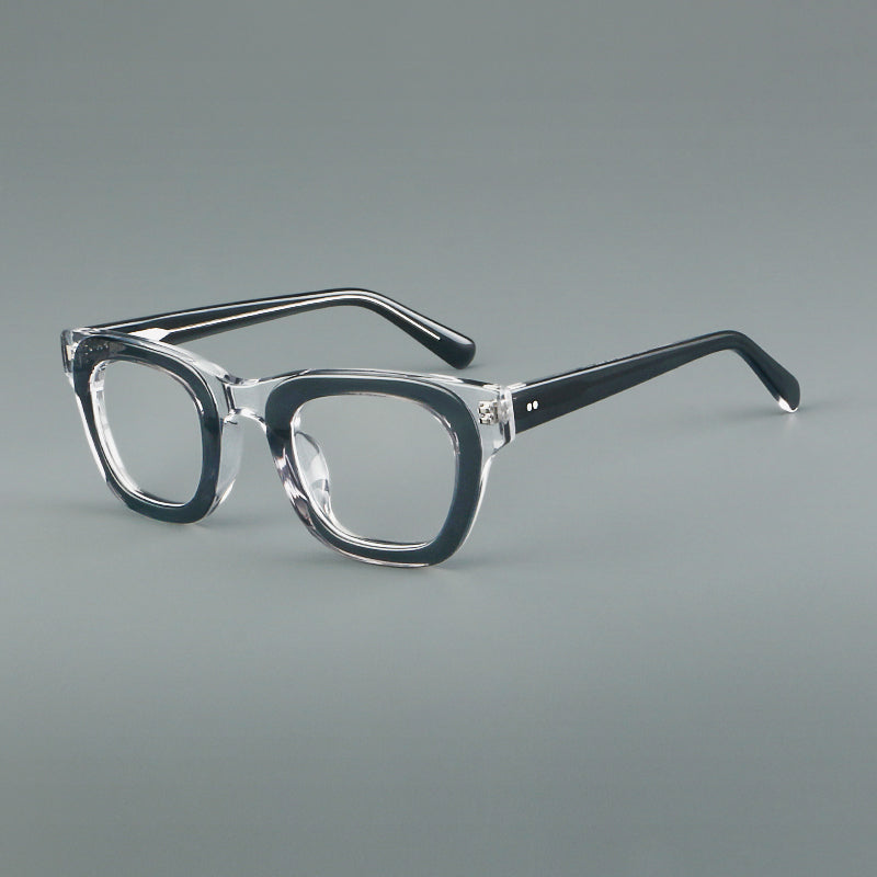 Classic Square Acetate Glasses Frames - Clear Grey