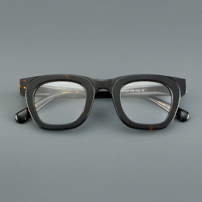 Classic Square Acetate Glasses Frames temple detail