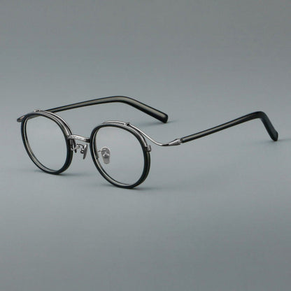 Retro Round Acetate Glasses Frames temple detail