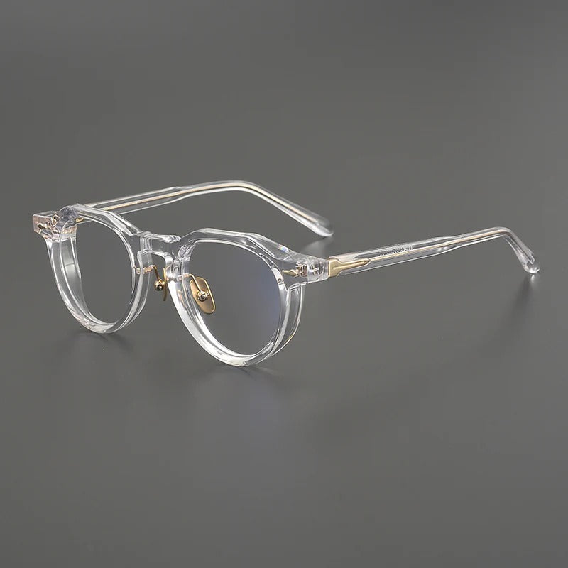 Retro Round Acetate Glasses Frames - Clear