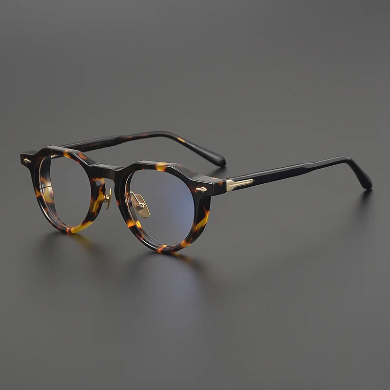 Retro Round Acetate Glasses Frames - Tortoiseshell