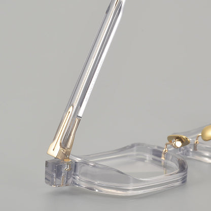 Retro Rectangular Acetate Glasses Frames lens detail