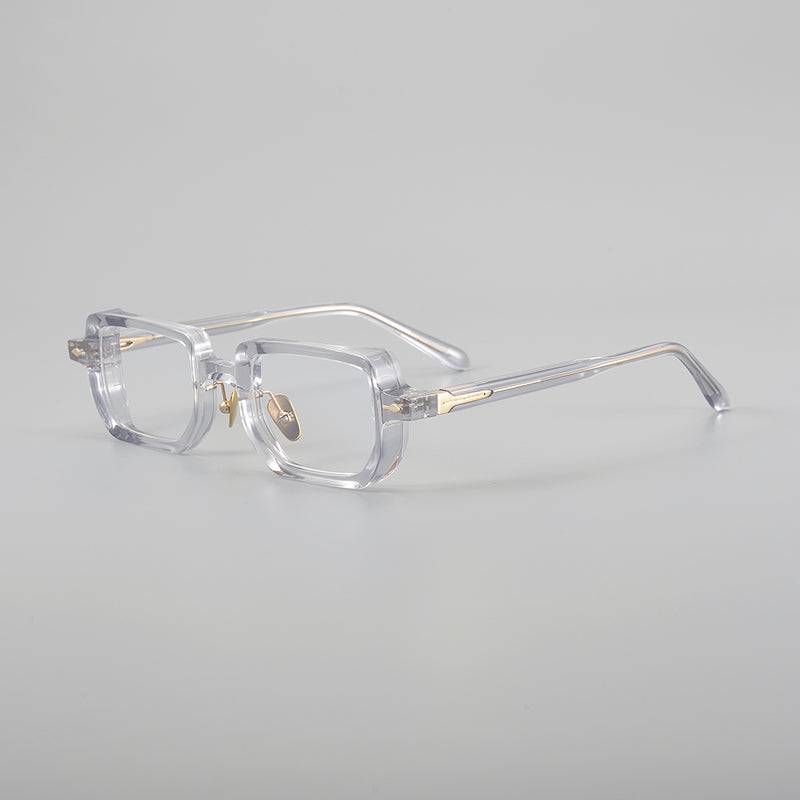 Retro Rectangular Acetate Glasses Frames - Translucent Grey