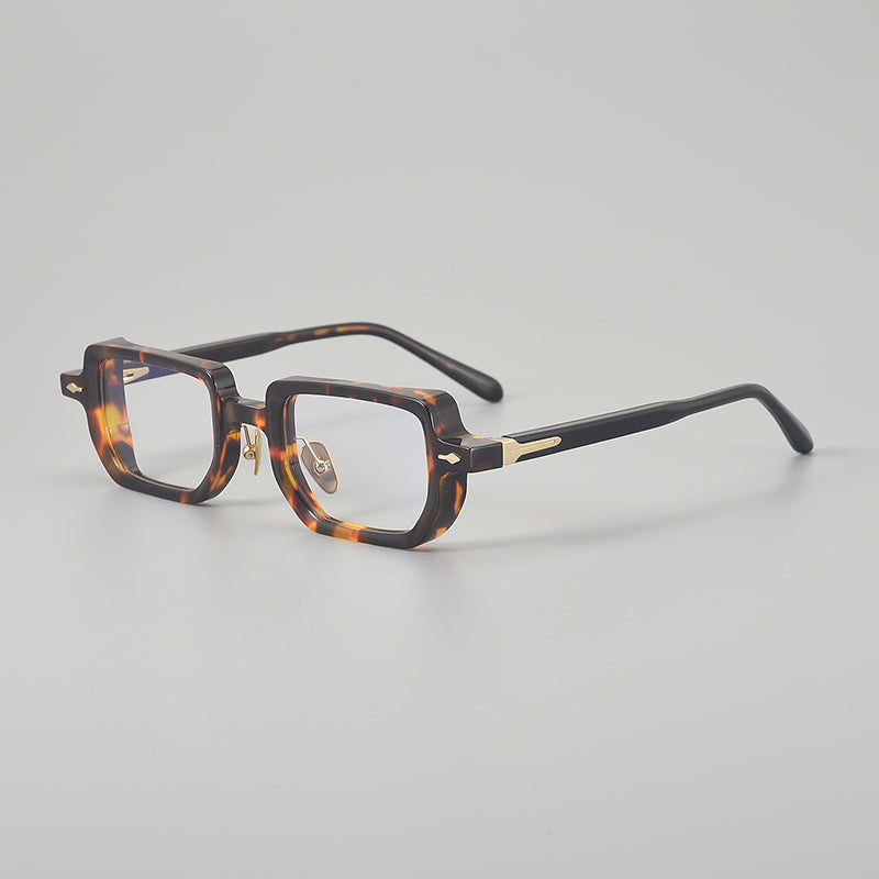 Retro Rectangular Acetate Glasses Frames - Tortoiseshell