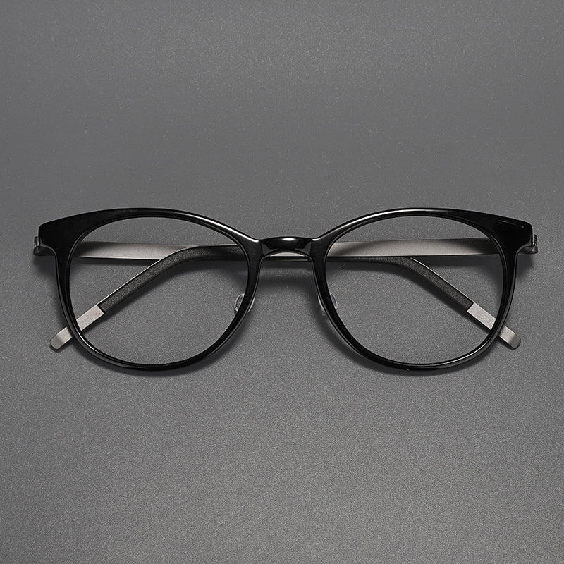 Round Glasses Frames - Black & Gunmetal