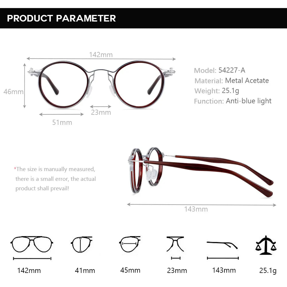 Retro Steampunk Glasses Frames front view