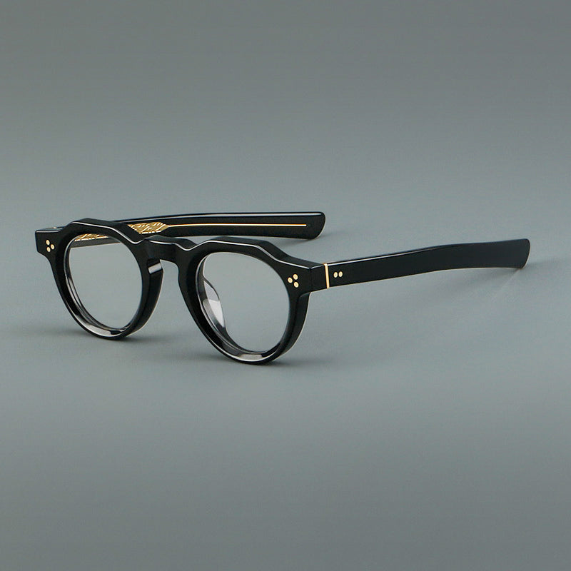 Vintage Geometric Acetate Glasses Frames - Black